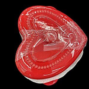 💖 Valentine's Day! Heart Dutch Oven Safe Ceramic Bowl With Lid - Red, Baking